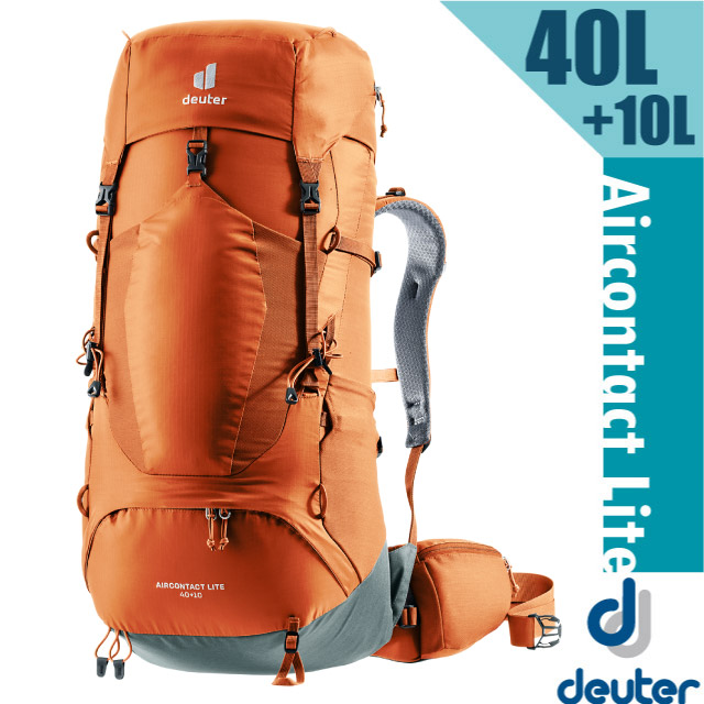 【德國 Deuter】 Aircontact Lite 40+10SL 專業輕量減震拔熱透氣背包/3340123 橘✿30E010